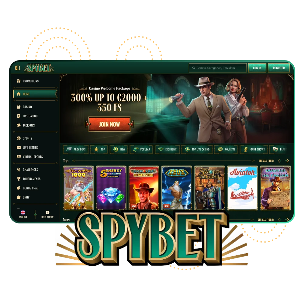 Go to the Spybet online casino and claim your bonuses.