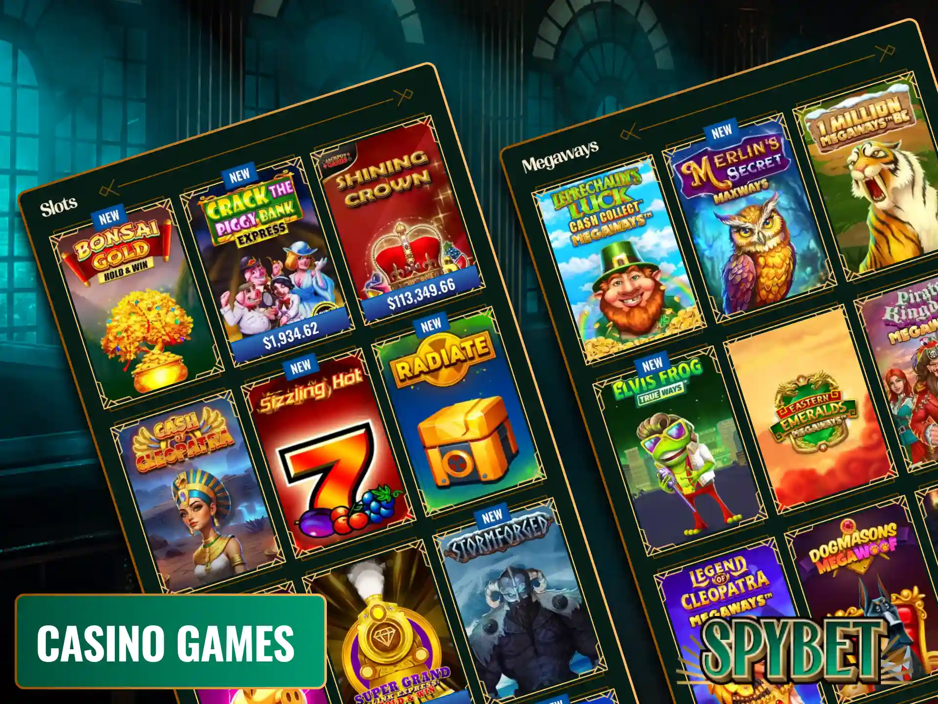 Play exciting casino games available in app directly on your mobile device with Spybet.