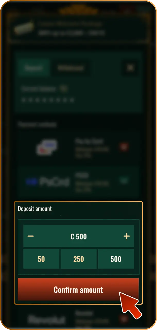 Confirm Your Payment to process your transaction and instantly update your available balance on Spybet.