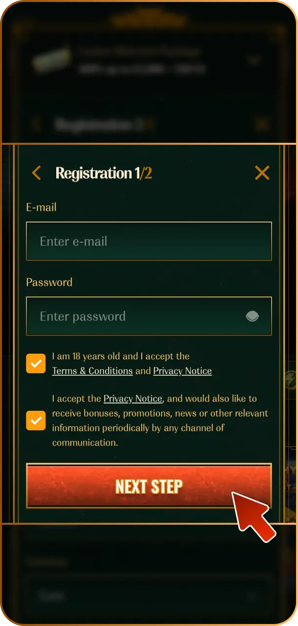 Register an Account by entering your details to unlock full access to mobile sports betting and casino games on Spybet.
