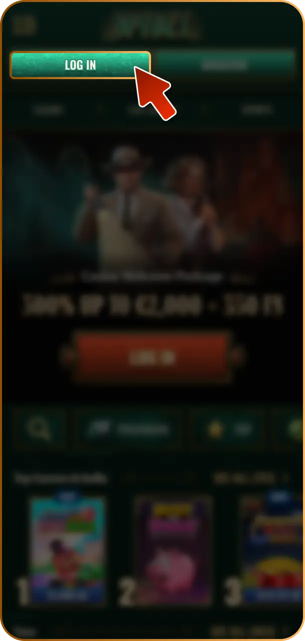 Tap Log In on the Spybet app screen to start accessing your player profile in Ireland.