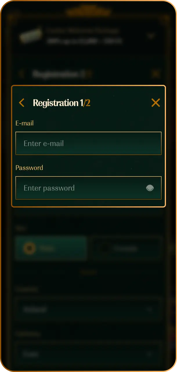 Enter Login Info including your email address, mobile number, and a secure password for Spybet.