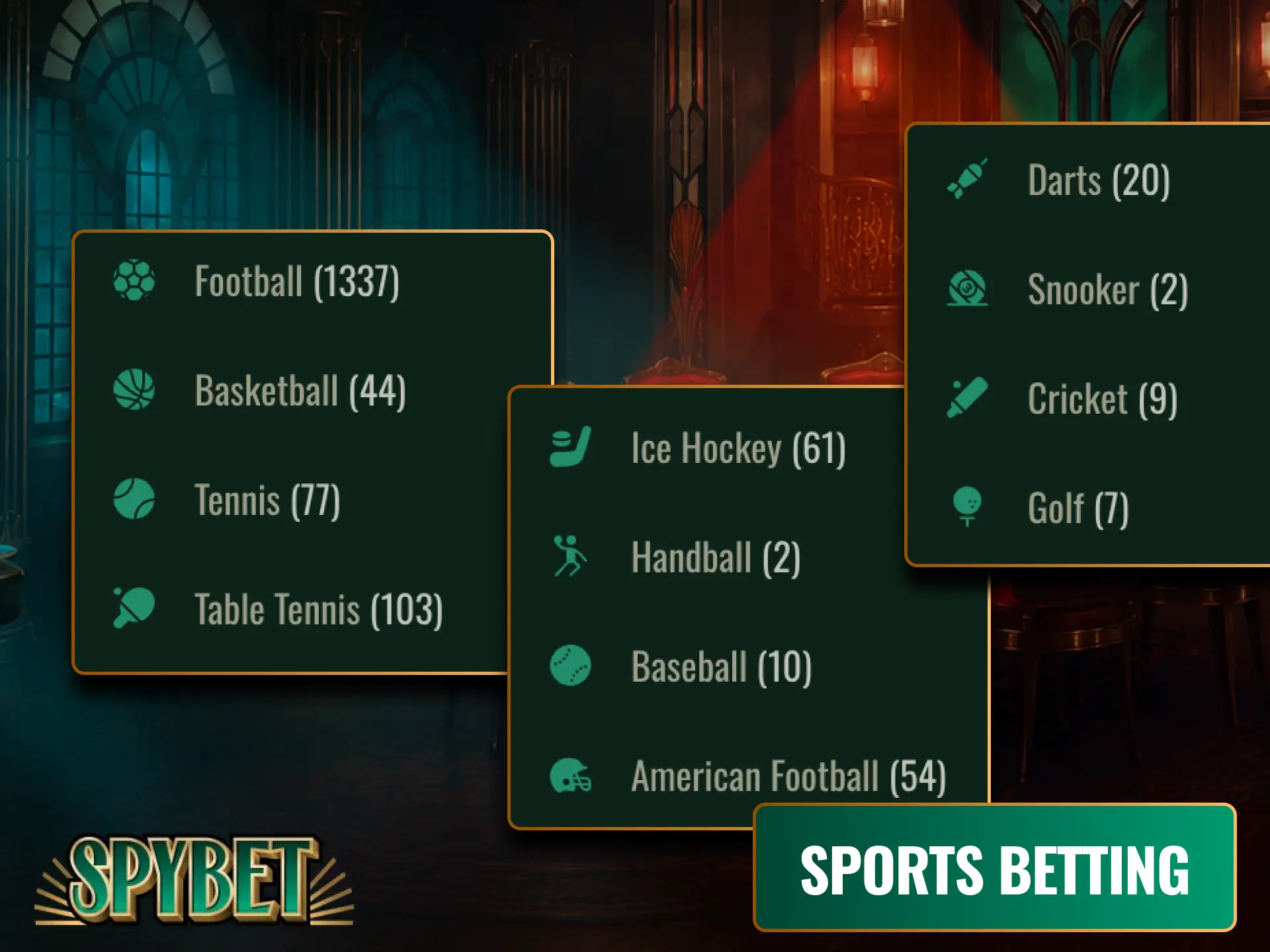 Explore a wide range of sports betting options available in app on Spybet.