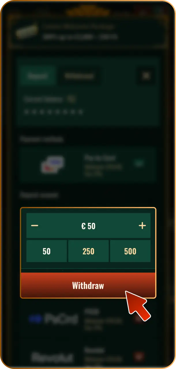 Submit Cashout Request by entering your desired withdrawal amount and preferred payment details on Spybet.