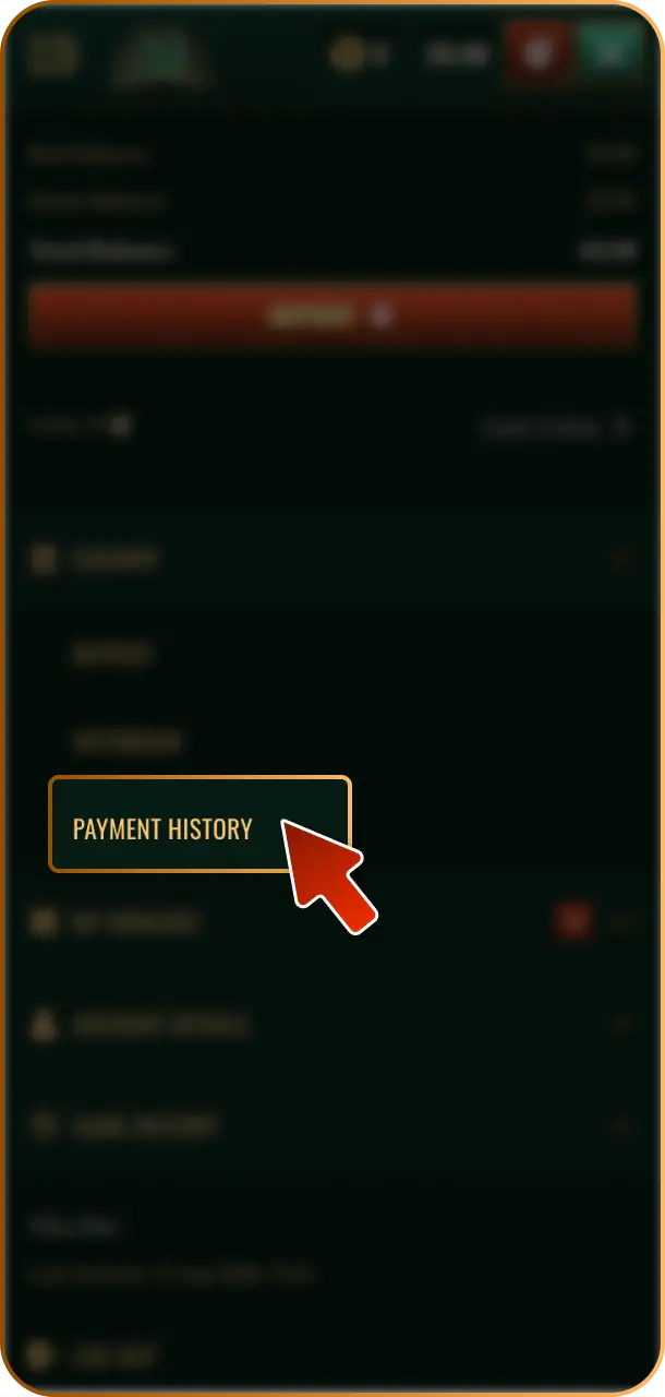 Track Payment Status in real time through your personal profile tab on the Spybet app.