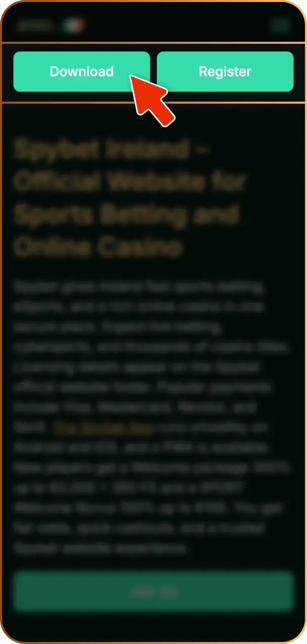 Open official site on your mobile browser to begin installing Spybet Aviator.