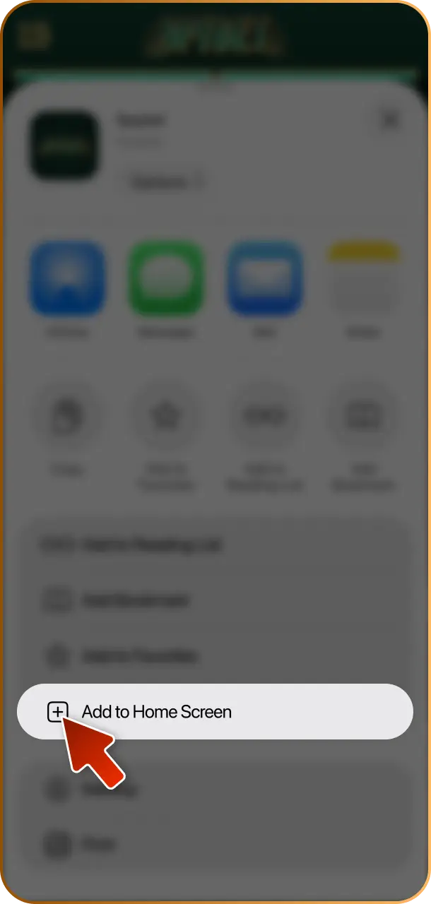 Add to homescreen to make a quick shortcut for Spybet Aviator.
