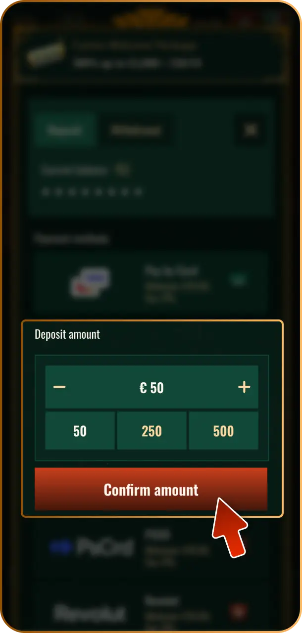 Make a qualifying deposit in the chosen wallet to activate your welcome offer on Spybet.