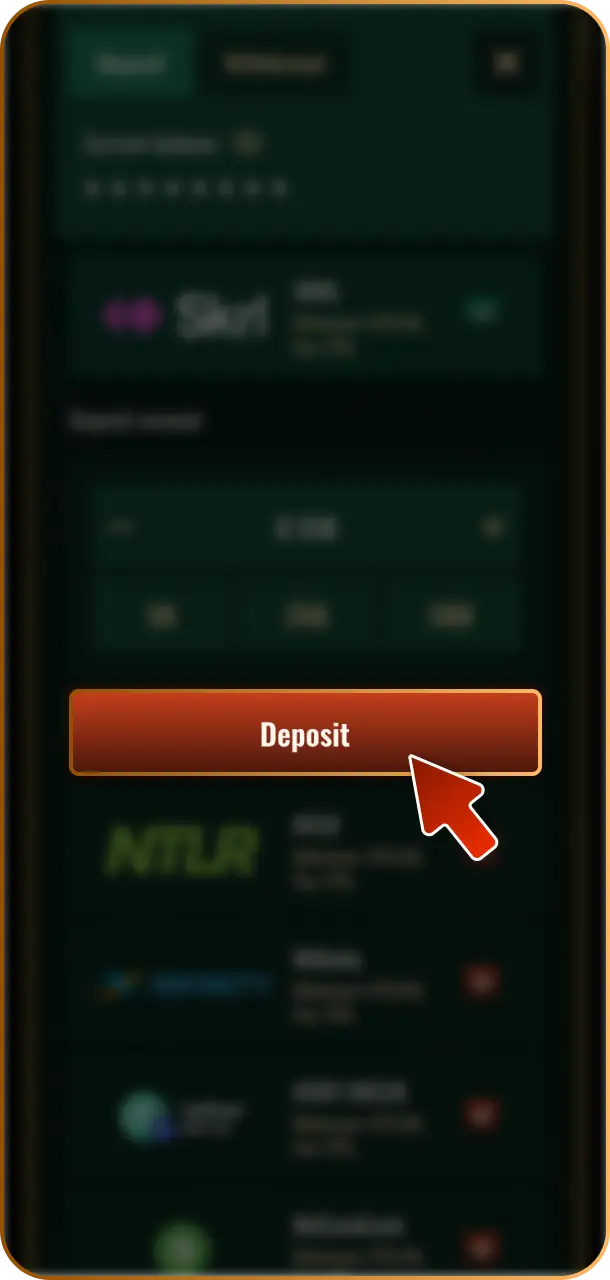 Confirm and check your balance to ensure your funds have been successfully credited to Spybet.