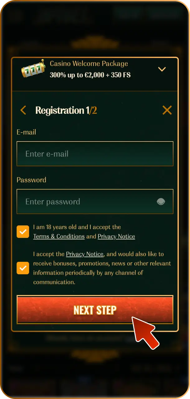 Create your account by clicking sign-up and filling in your details on Spybet.