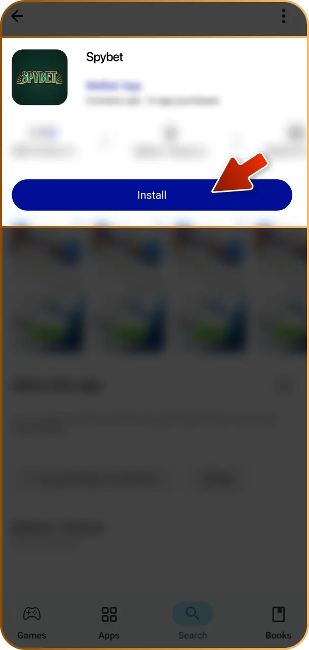 Follow the quick on-screen instructions to complete the app installation for Spybet.