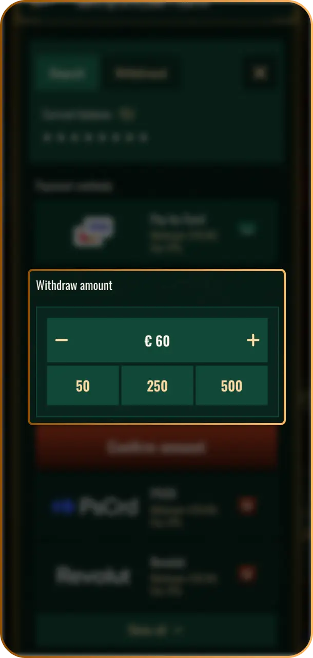 Enter the amount and details required for your withdrawal request on Spybet.
